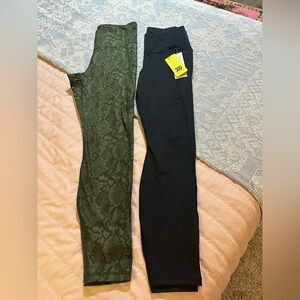 LOT of 2 ALL IN MOTION black and green Leggings Sz M - NWT